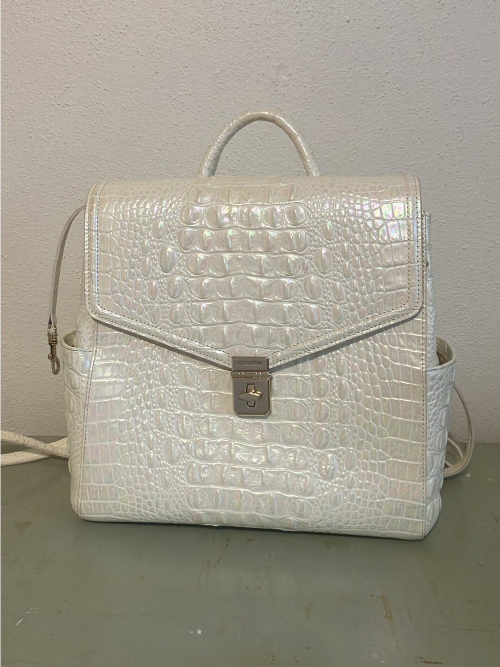 Milk Croc-Embossed Women's Shoulder Bag - Brahmin backpack